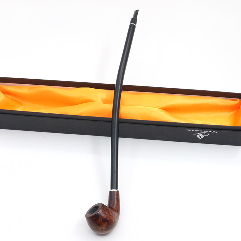 Smoker Box Wood Chip - ไม้คลาสสิกยาวผู้ถือบุหรี่ประณีตยาวสีน้ำตาลHandleไม้ยาสูบควันบุหรี่ท่อกล่องไม้ท่อของขวัญ