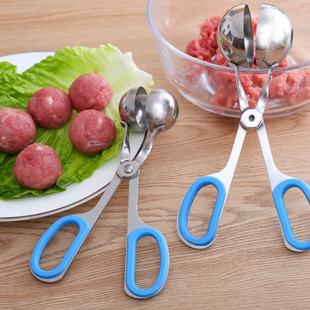 Home Cooking Set - ชุดเครื่องปั้นลูกชิ้นสองขนาด สแตนเลส สำหรับแบ่งเนื้อบด แป้งคุกกี้ และอาหารอื่นๆ ที่สามารถปั้นได้