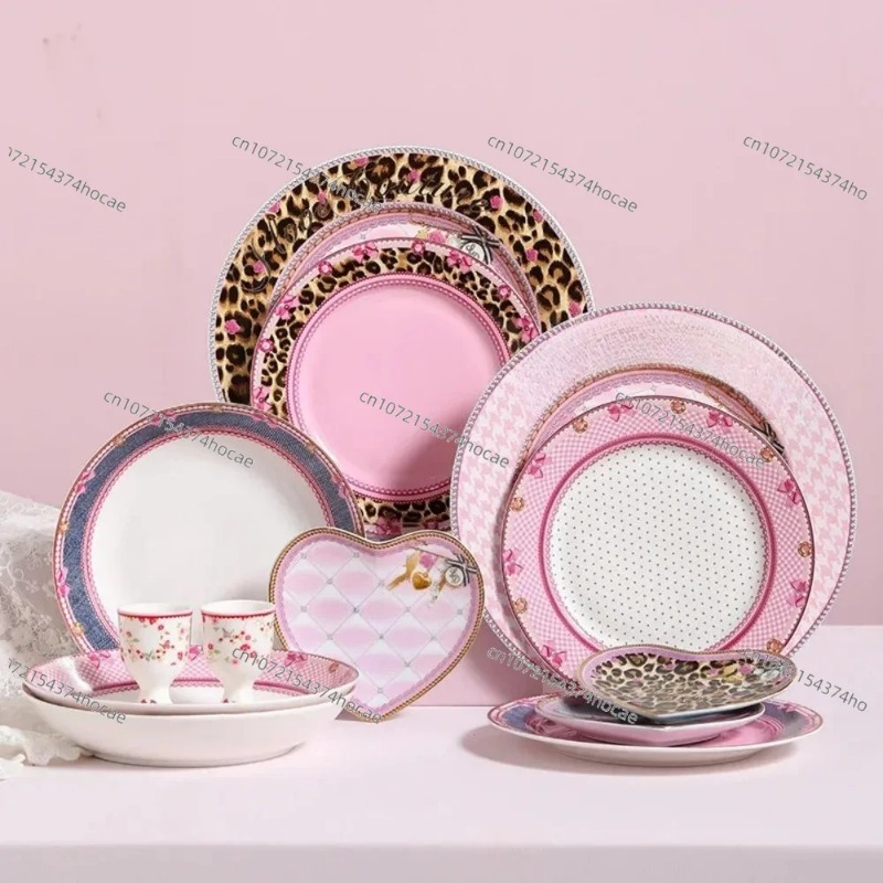 จานเซรามิกรูปหัวใจสีชมพูลายลูก - Home Cooking Dishes บทวิจารณ์และราคา