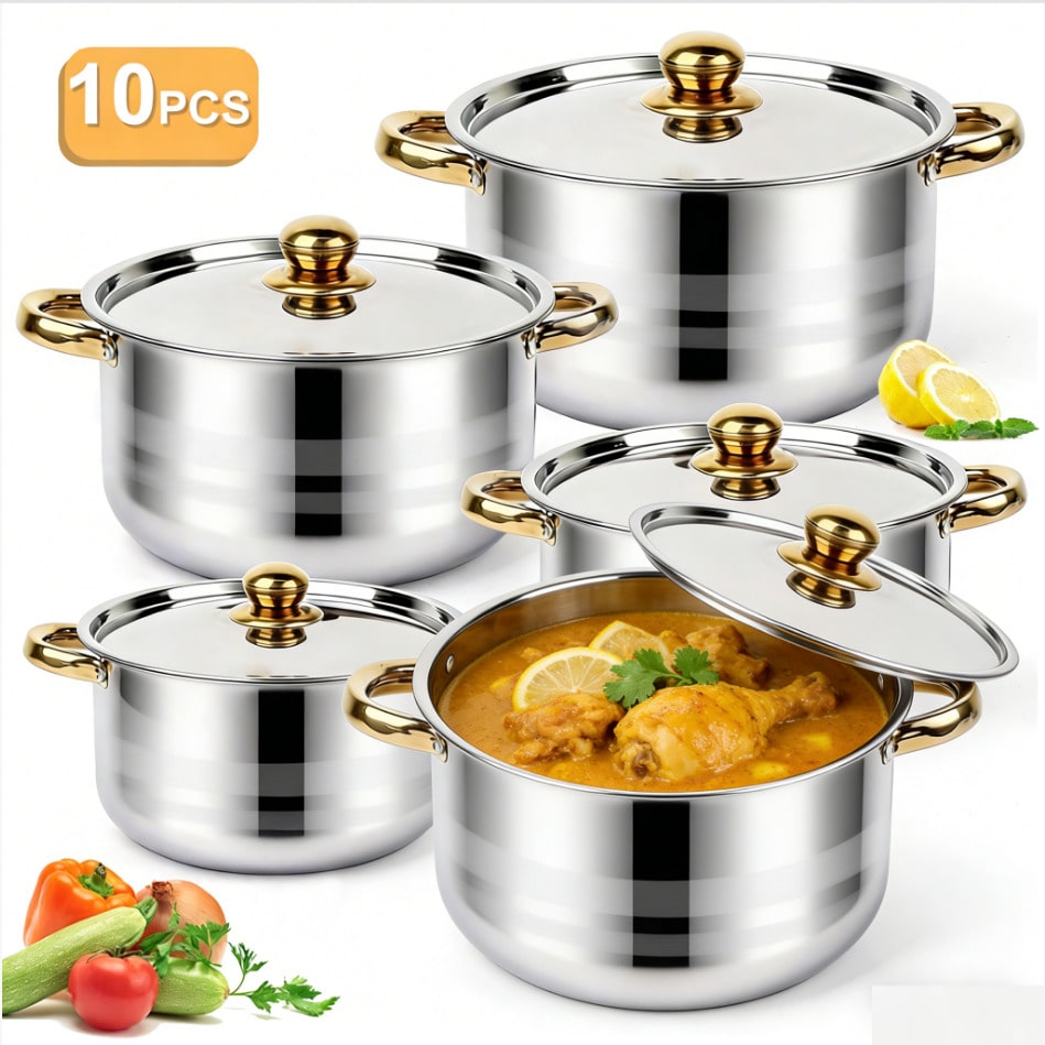 ชุดหม้อสแตนเลสสตีล ชุดเครื่องค - Home Cooking Set บทวิจารณ์และราคา